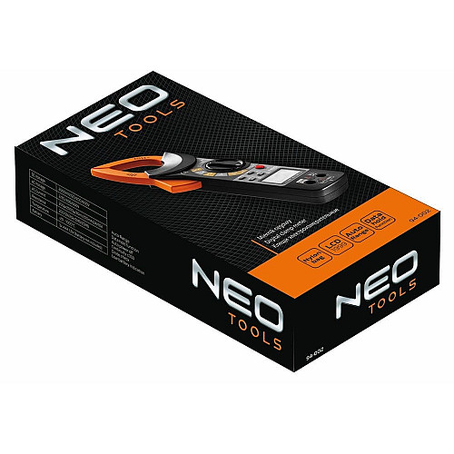 Электроизмерительные клещи Neo Tools, 0-600В, диаметр проволоки до 37мм, ЖК дисплей с подсветкой, чехол