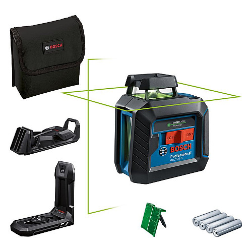 Нівелір лазерний Bosch Professional GLL2-20G+LB10+DK10 до 10 ±0.2мм/м зелений промінь IP64 чохлом мішень 0.9кг