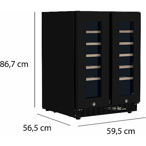 Холодильник Philco для вина, 87x60x57, холод.отд.-116л, зон - 2, бут-40, диспл, подсветка, черный