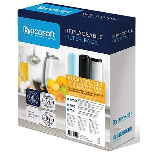 Комплект картриджей Ecosoft 1-2-3 улучшенный (2 угольных картриджа+полипропилен)