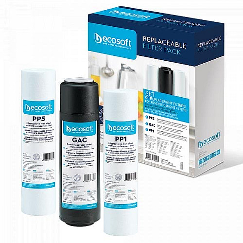 Комплект картриджів Ecosoft 1-2-3 Standart (2 поліпропілену+вугілля)