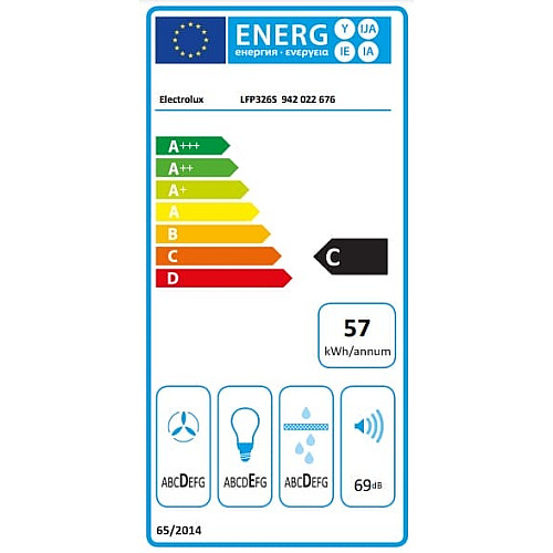 Витяжка Electrolux телескопічна, 59см, 410м.куб/год., сірий