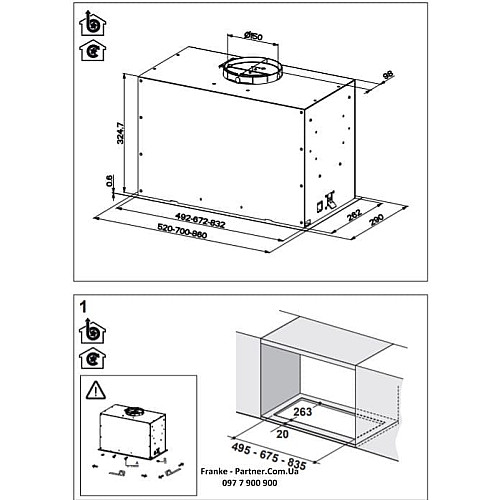 Вытяжка Franke встраиваемая 70см, 1120м.куб/час, Box Flush Evo FBFE XS A70, нерж