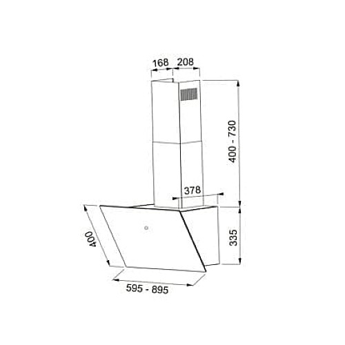 Витяжка Faber похила, 60см, 1160м.куб/год,  VRT BK A60 2LS, чорний