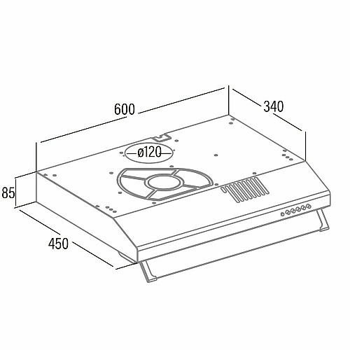 Вытяжка Cata плоская, 60см, 350м.куб/час, LF 2060x, нерж