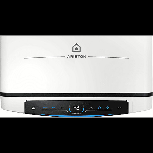 Водонагреватель электр. Ariston плоский слим VELIS PRO DRY WIFI 50 EU, 50л, 2*1,5кВт, сухой тен, ун. монтаж, электр. кер-ния, B, Италия, Белый