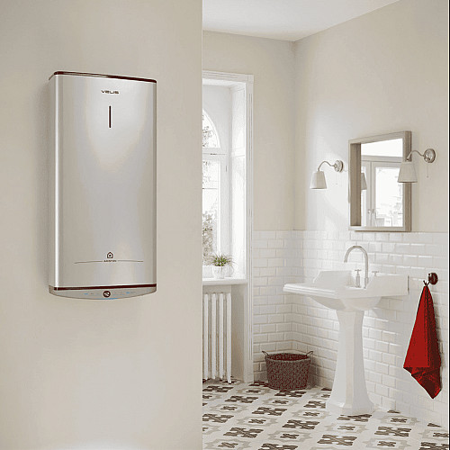 Водонагреватель электр. Ariston плоский слим VELIS TECH 50 EU, 50л, 2*1,5кВт, ун. монтаж, электр. кер-ния, B, Италия, Серый