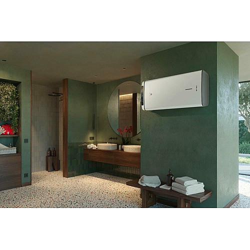 Водонагреватель электр. Ariston плоский слим VELIS PRO DRY WIFI 50 EU, 50л, 2*1,5кВт, сухой тен, ун. монтаж, электр. кер-ния, B, Италия, Белый