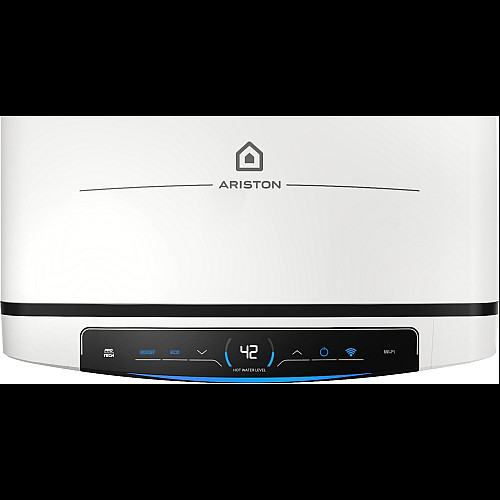Водонагреватель электр. Ariston плоский слим VELIS PRO DRY WIFI 100 EU, 100л, 2*1,5кВт, сухой тен, ун. монтаж, электр. кер-ния, B, Италия, Белый