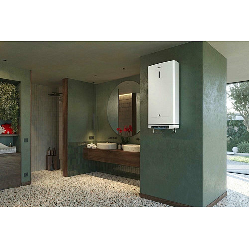 Водонагреватель электр. Ariston плоский слим VELIS PRO DRY WIFI 50 EU, 50л, 2*1,5кВт, сухой тен, ун. монтаж, электр. кер-ния, B, Италия, Белый