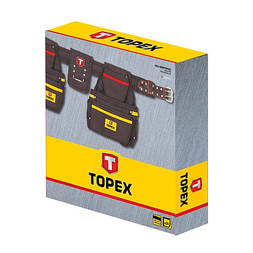 Пояс для інструменту TOPEX, 21 відділення, металевий тримач молотка
