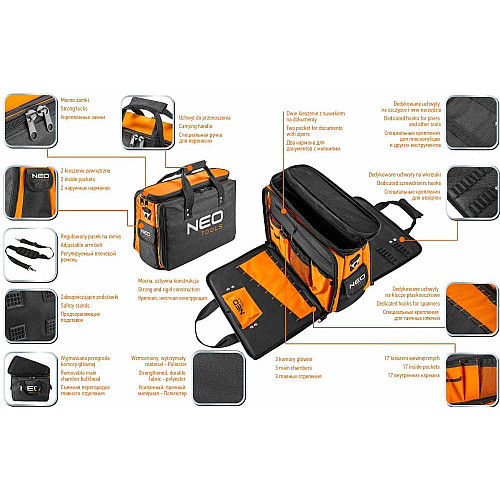 Сумка для инструмента Neo Tools, жесткая конструкция, полиэстер 600D, 33х43.5х20см