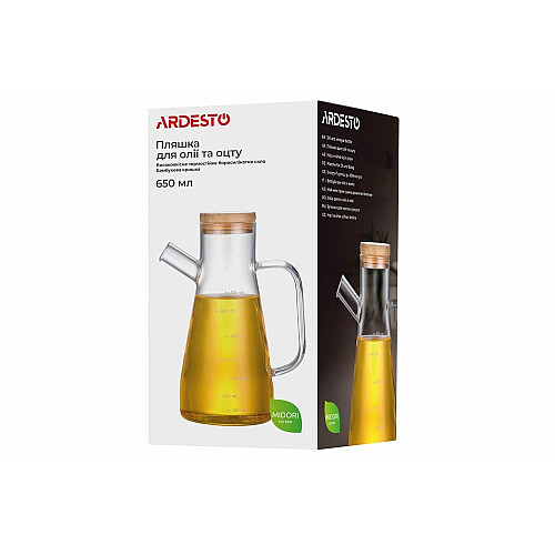 Пляшка для олії та оцту ARDESTO Midori, 650мл, боросилікатне скло, прозорий