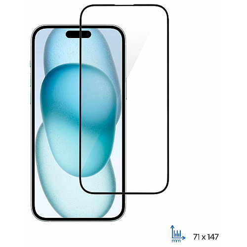 Захисне скло 2E для iPhone 15, 2.5D FCFG, (1 Pack), чорна рамка