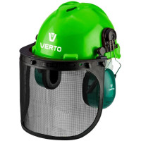 Каска захисна Verto, 3в1, каска, щиток для обличчя, навушники, зелений