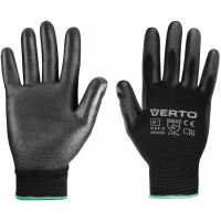 Перчатки рабочие Verto, полиуретановое покрытие, р.8, черный