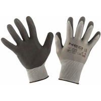 Рукавички робочі Neo Tools, латексне покриття, поліестер, р.8, сірий