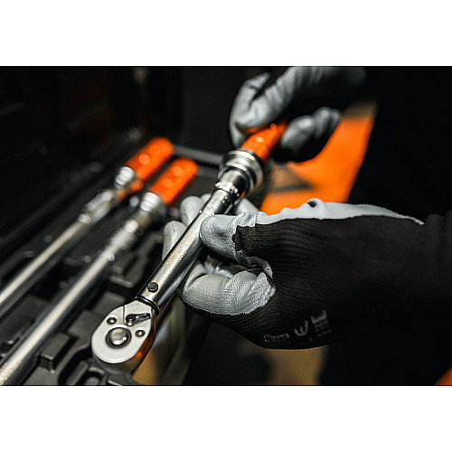 Рукавички робочі Neo Tools поліестер з нітриловим покриттям, р.9, сіро-чорний