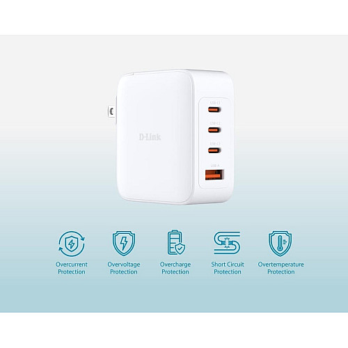 Зарядное устройство сетевое D-Link DCP-101 100Вт GaN 3хUSB-С, 1xUSB-A, белый