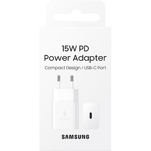 Зарядний пристрій мережевий Samsung 15Вт USB-С, білий