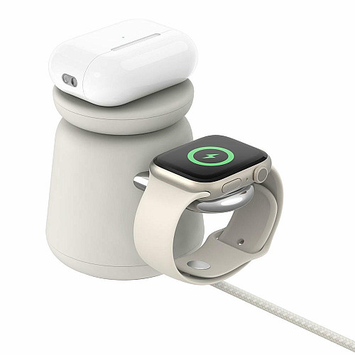 Зарядний пристрій бездротовий Belkin 2в1 MagSafe iPhone/Watch/AirPods, Sand Mass
