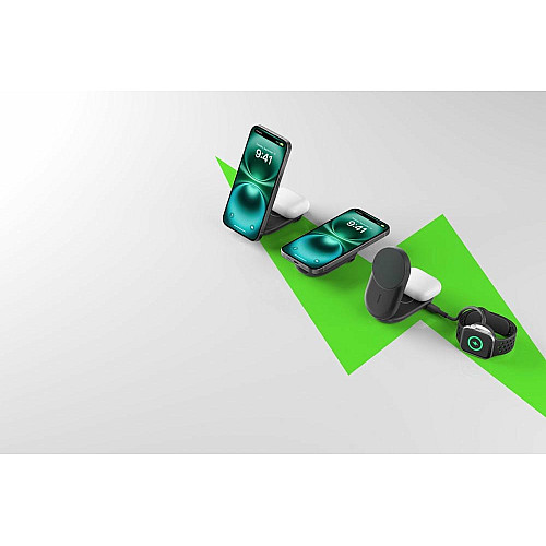 Зарядное устройство для беспроводной связи Belkin UltraCharge 2в1 Foldable Magnetic Charging 25Вт, черный