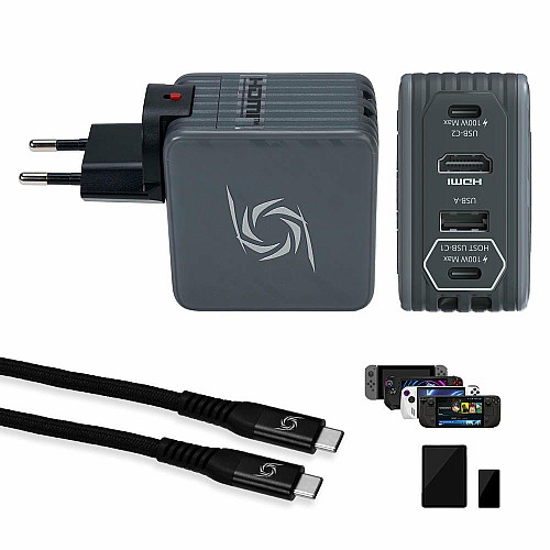Зарядное устройство AVerMedia GC313 CORE GO 100Вт 2хUSB-С, 1хUSB-A, 1xHDMI, черный