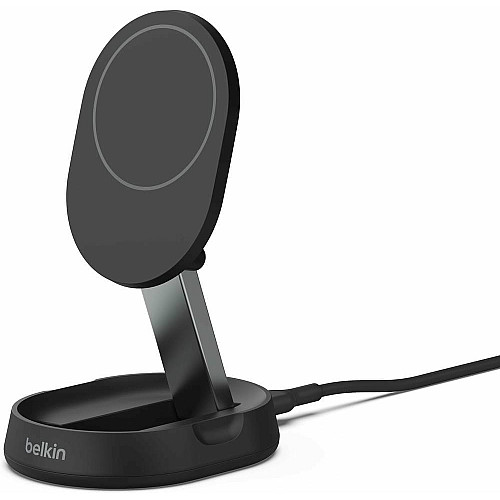 Зарядний пристрій бездротовий Belkin 15Вт Magnetic Stand Qi2, адаптер 20Вт USB-C, чорний