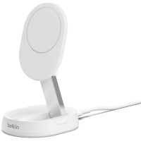 Зарядное устройство для беспроводной связи Belkin 15Вт Magnetic Stand Qi2, адаптер 20Вт USB-C, белый