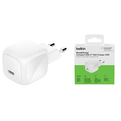 Зарядний пристрій мережевий Belkin 45Вт USB-С PD PPS, білий
