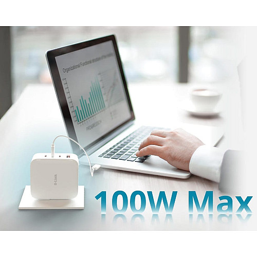 Зарядное устройство сетевое D-Link DCP-101 100Вт GaN 3хUSB-С, 1xUSB-A, белый