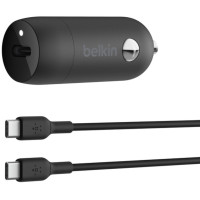 Зарядний пристрій автомобільний Belkin 30Вт USB-C PD PPS, кабель USB-C > USB-C, 1м, чорний