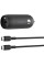 Зарядний пристрій автомобільний Belkin 30Вт USB-C PD PPS, кабель USB-C > USB-C, 1м, чорний