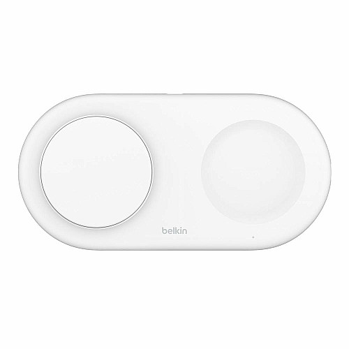 Зарядний пристрій бездротовий Belkin 2в1 15Вт Pad Qi2, білий
