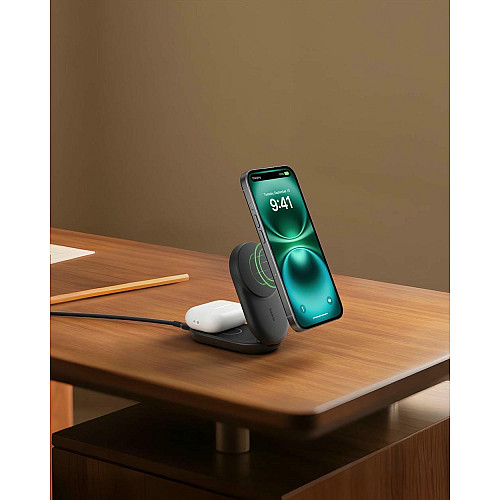 Зарядное устройство для беспроводной связи Belkin UltraCharge 2в1 Foldable Magnetic Charging 25Вт, черный