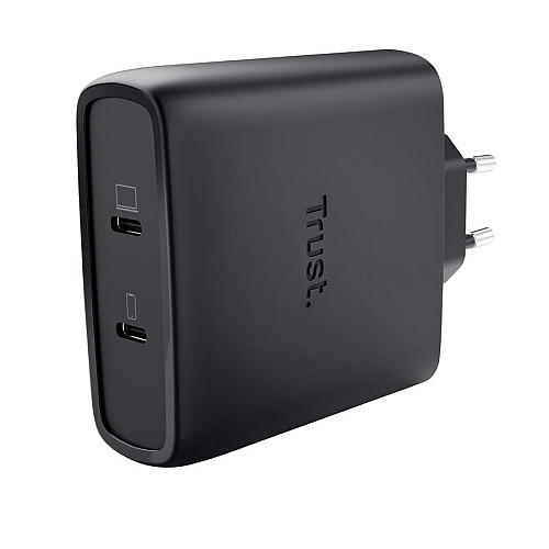 Зарядний пристрій мережевий Trust Maxo 100Вт, GaN, 2xUSB-C ,PD/PPS, чорний