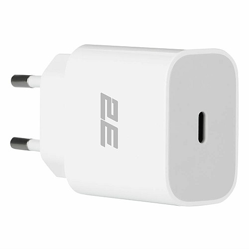 Зарядний пристрій мережевий 2E 20Вт USB-C PD, білий