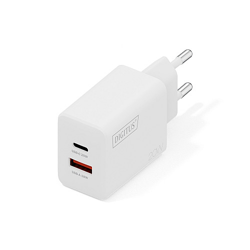 Зарядний пристрій DIGITUS 1хUSB-C, 1хUSB-A, 20W