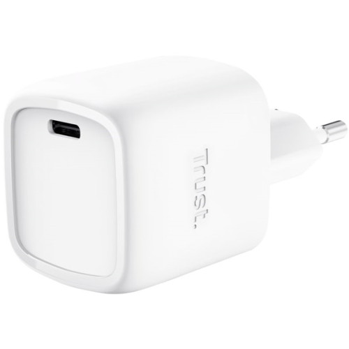 Зарядний пристрій мережевий Trust Maxo 30Вт, GaN, USB-C, PD/PPS, білий