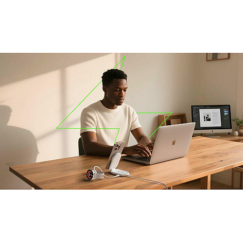 Зарядний пристрій бездротовий Belkin UltraCharge 2в1 Foldable Magnetic Charging 25Вт, білий