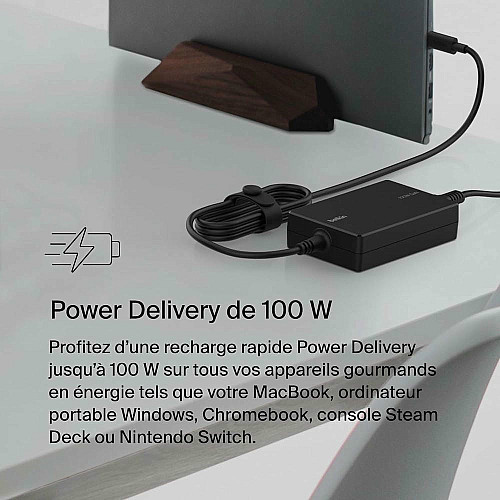 Зарядное устройство сетевое Belkin 100Вт USB-С GAN PD PPS, кабель USB-C 2м, черный OEM