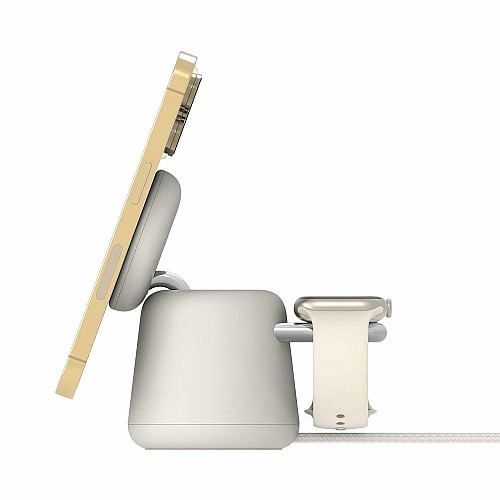 Зарядний пристрій бездротовий Belkin 2в1 MagSafe iPhone/Watch/AirPods, Sand Mass