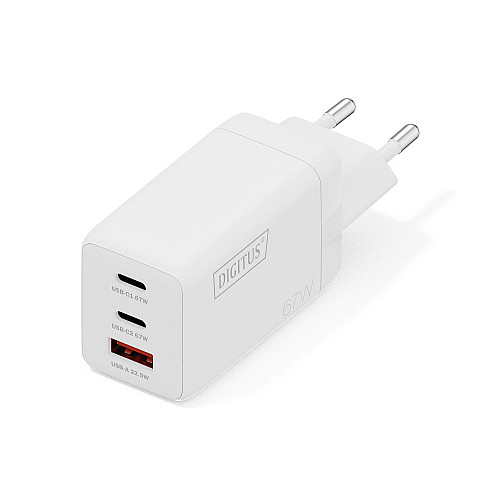 Зарядний пристрій DIGITUS GaN 2хUSB-C, 1хUSB-A, 67W