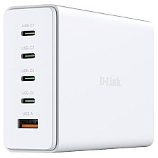 Зарядний пристрій мережевий D-Link DCF-241 240Вт GaN 4хUSB-С, 1xUSB-A, білий