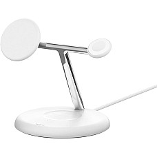 Зарядний пристрій бездротовий Belkin 3в1 Magnetic Adjustable Pad Qi2 15Вт, білий