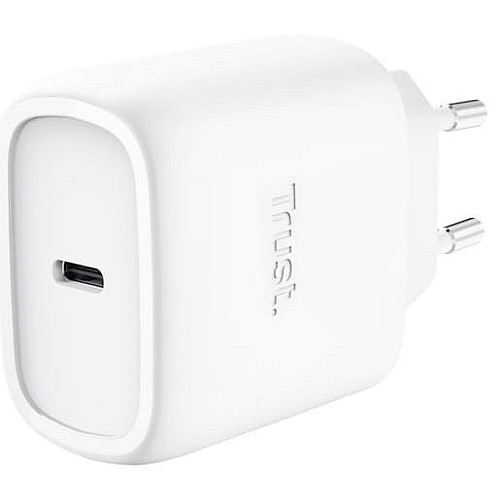 Зарядний пристрій мережевий Trust Maxo 45Вт, GaN, USB-C PD/PPS, білий