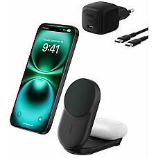 Зарядний пристрій бездротовий Belkin UltraCharge 2в1 Foldable Magnetic Charging 25Вт, чорний