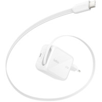 Зарядний пристрій мережевий Belkin 67Вт USB-C PD, PPS, вбудований кабель USB-C, білий