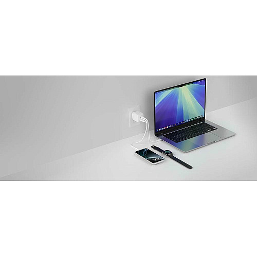Зарядний пристрій мережевий Belkin 70Вт 2хUSB-С/USB-A GAN PD PPS, білий