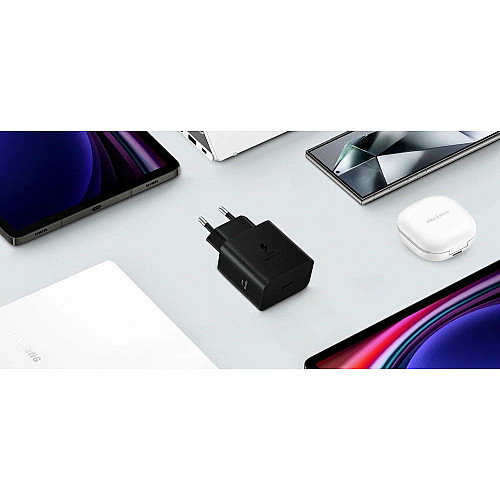 Зарядний пристрій мережевий Samsung 45Вт USB-С PD PPS, кабель USB-C > USB-C, 1.8м, чорний